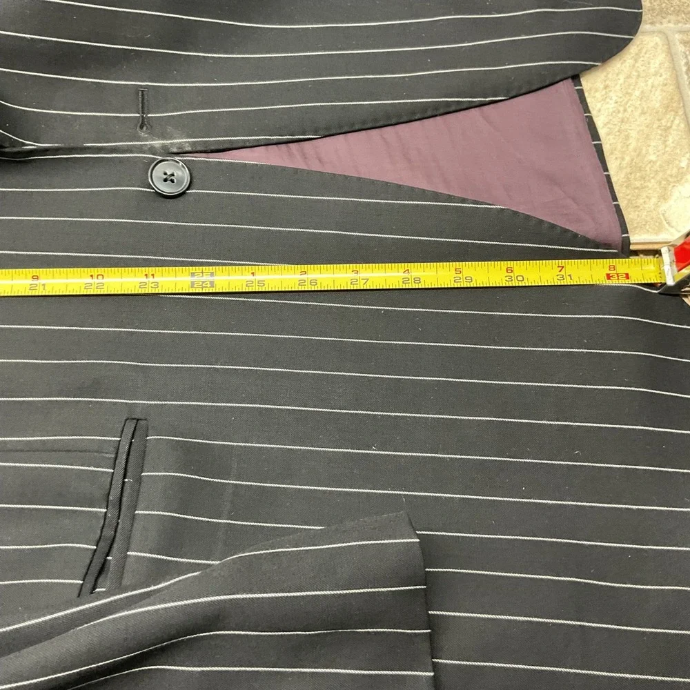 Samuelsohn SB Gable Men 46R Black Pinstripe Super 120s Wool 2-Button Blazer